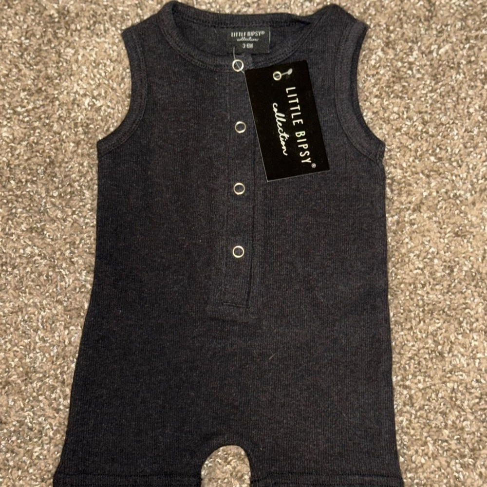Little Bipsy Charcoal Sleeveless Romper